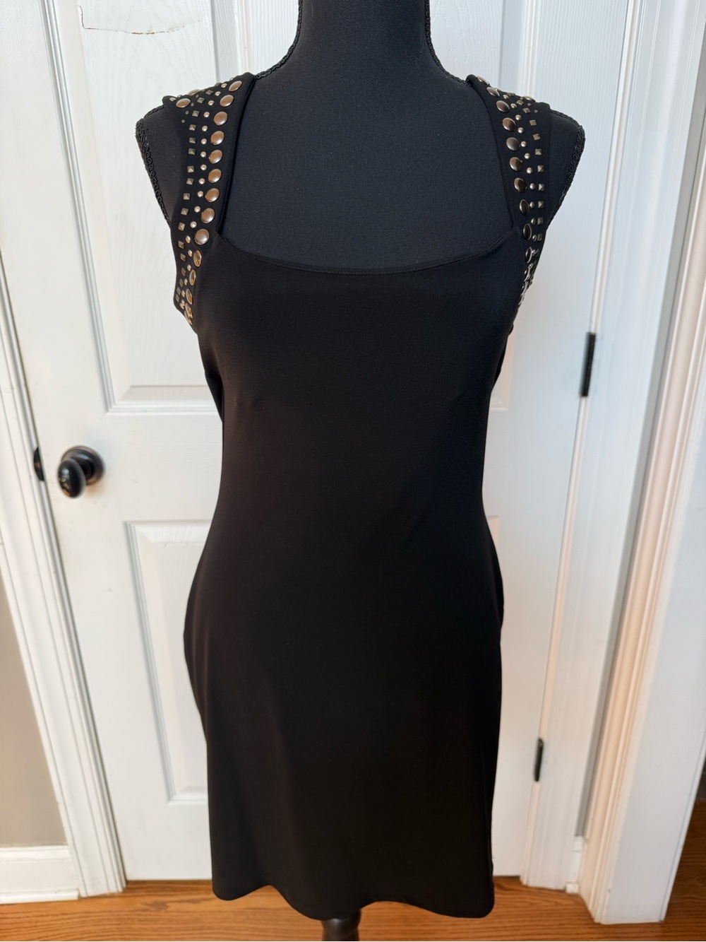 Rock & Republic Black Studded Strap Mini Dress
